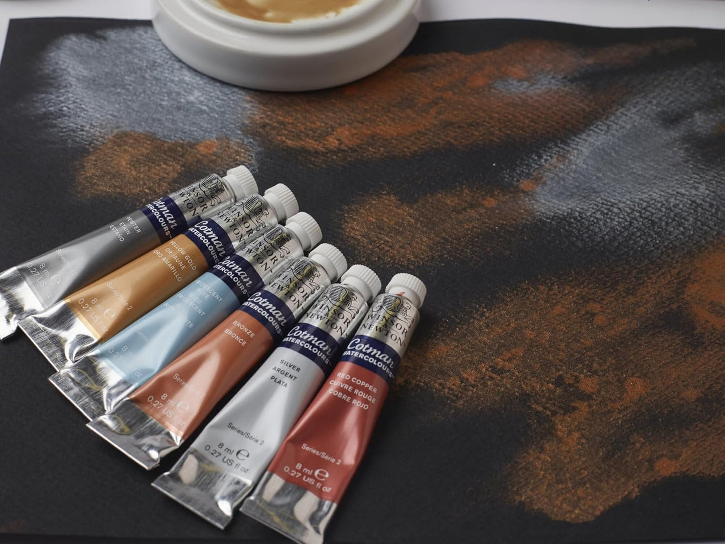 Winsor & Newton Cotman Watercolor Paint Set, 6 Metallic Colors, 8ml (0.27-oz) Tubes