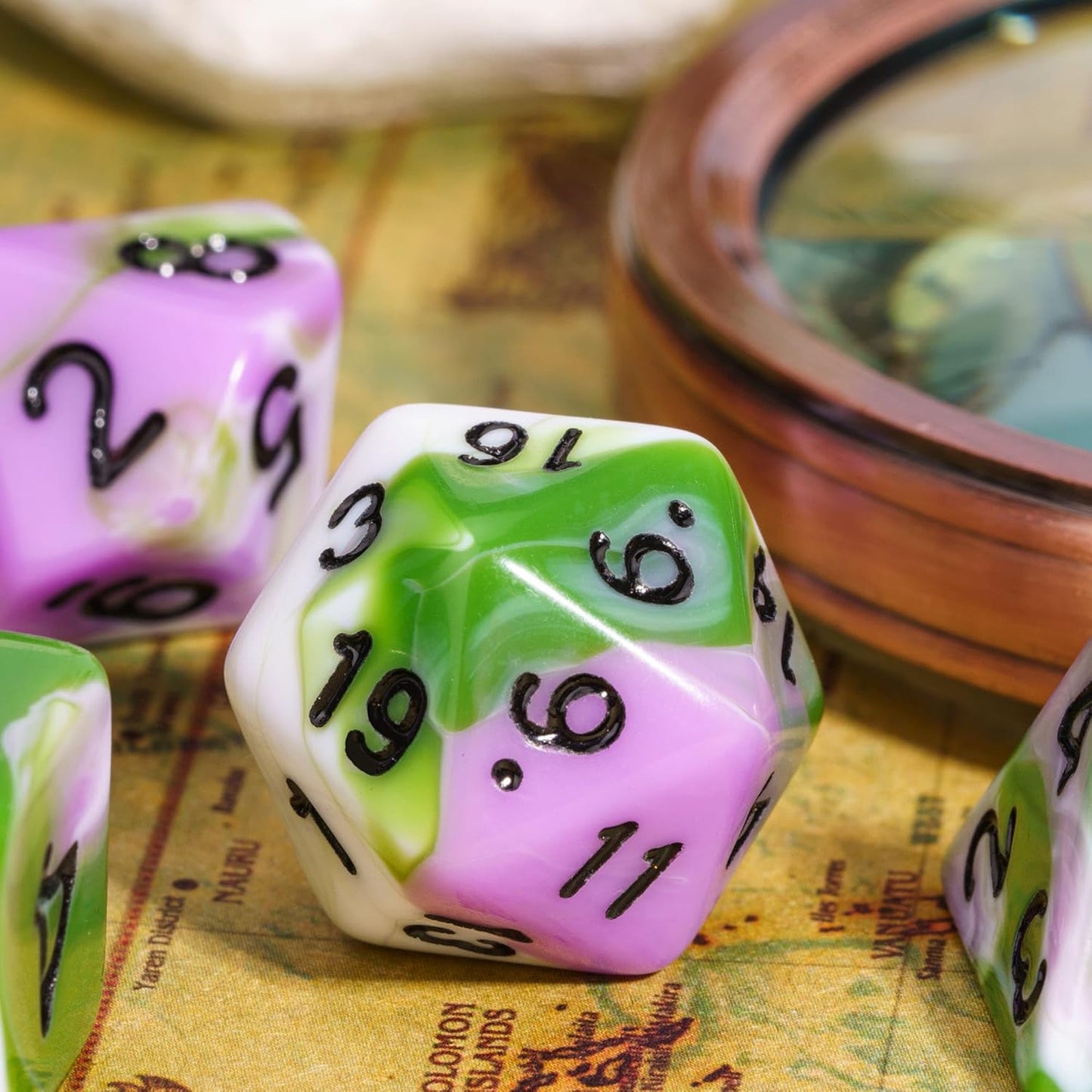 7-Die DND Dice Set Polyhedral Dice Set with a Leather Dice Bag, D&D Dice Set for Dungeons and Dragons, RPG Table Games (Tricolor GPW)