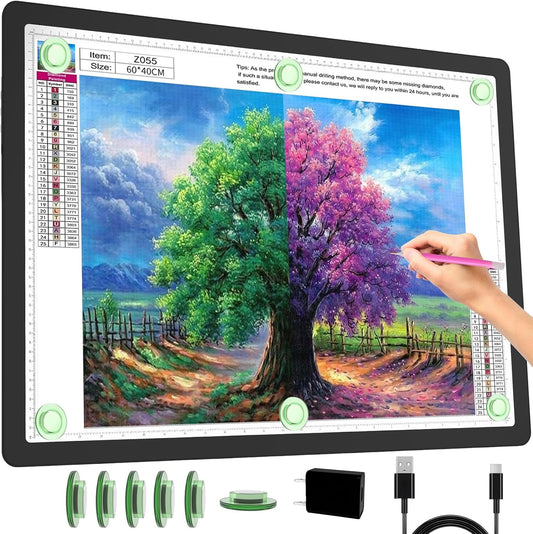 Phylosal Rechargeable A2 Light Pad for Diamond Painting 25.2''x18.4'', Magnetic Tracing Light Box for Drawing, Diamond Art Light Board with Side Button, Wireless LED Light Table for Sketching, Design