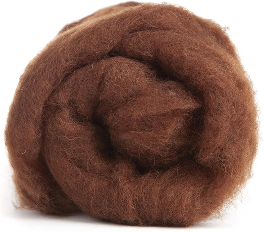 Desert Breeze Distributing Maori Wool Carded Batting, 100% Natural New Zealand Wool Made by DHG in Italy for Needle Felting, 3.5 OZ, 27 Micron, Color Chestnut Brown