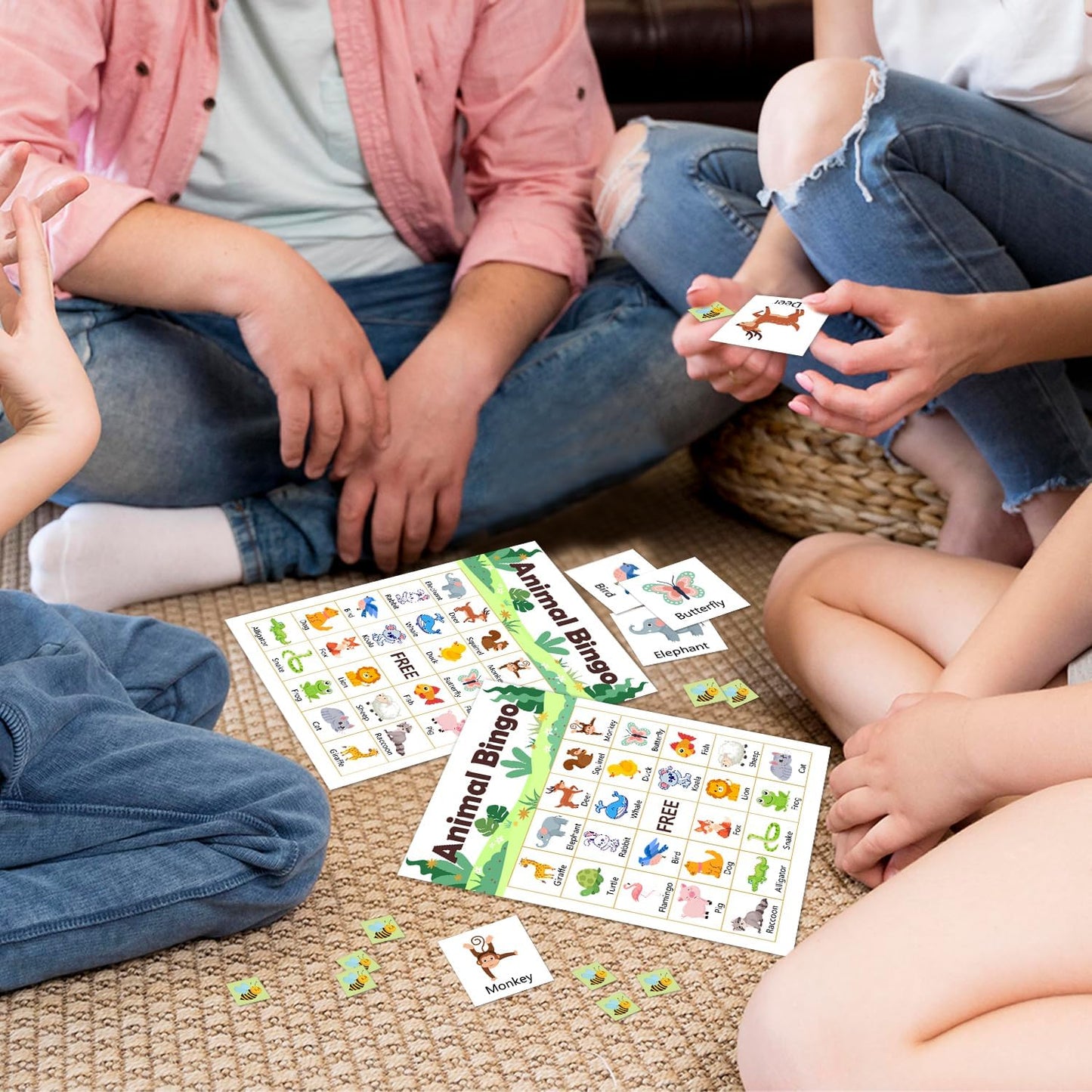 Jungle Animal Party Bingo Game Cards(24 Players), Gender Reveal Themed Bingo Card for Family Friend Adult, Large Group Holiday Neutral Gender Reveal Party Activity Favor Decoration Supplies -010