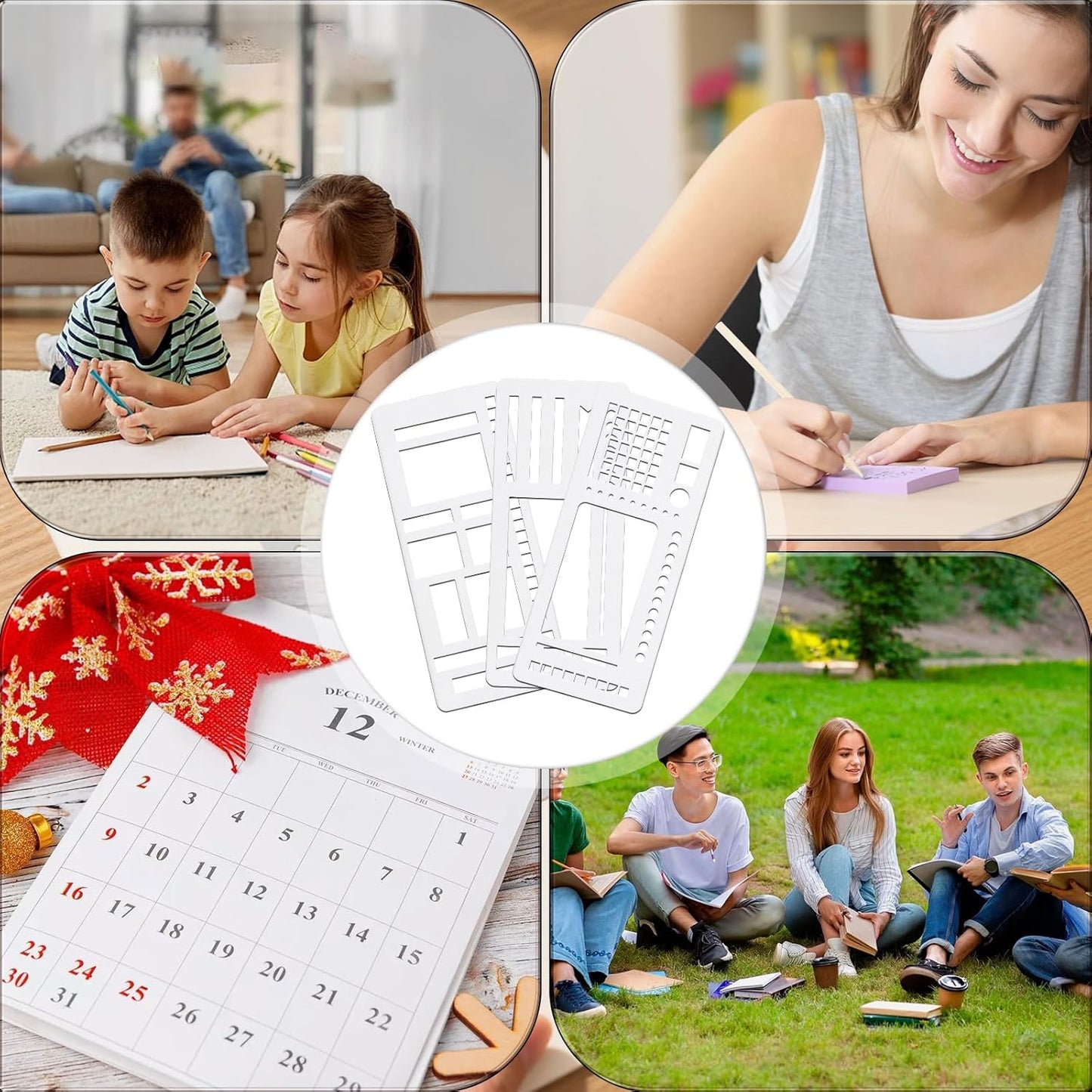 Handmade Flexible Record Template, Planner Stencil Set for Dot Grid Journals, DIY Flexible Drawing and Checklist Templates Suitable for Various Occasions (Set C)