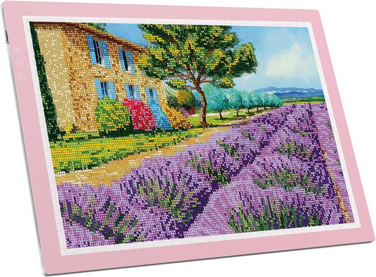 ZEXALIGHT A3 Light Box for Tracing, Light Pad for Diamond Painting with 8 Levels/Stepless Dimming Brightness and 3 Color Modes, Ultra-Thin Copy Board Light Table for Artists Tracing Drawing (Pink)