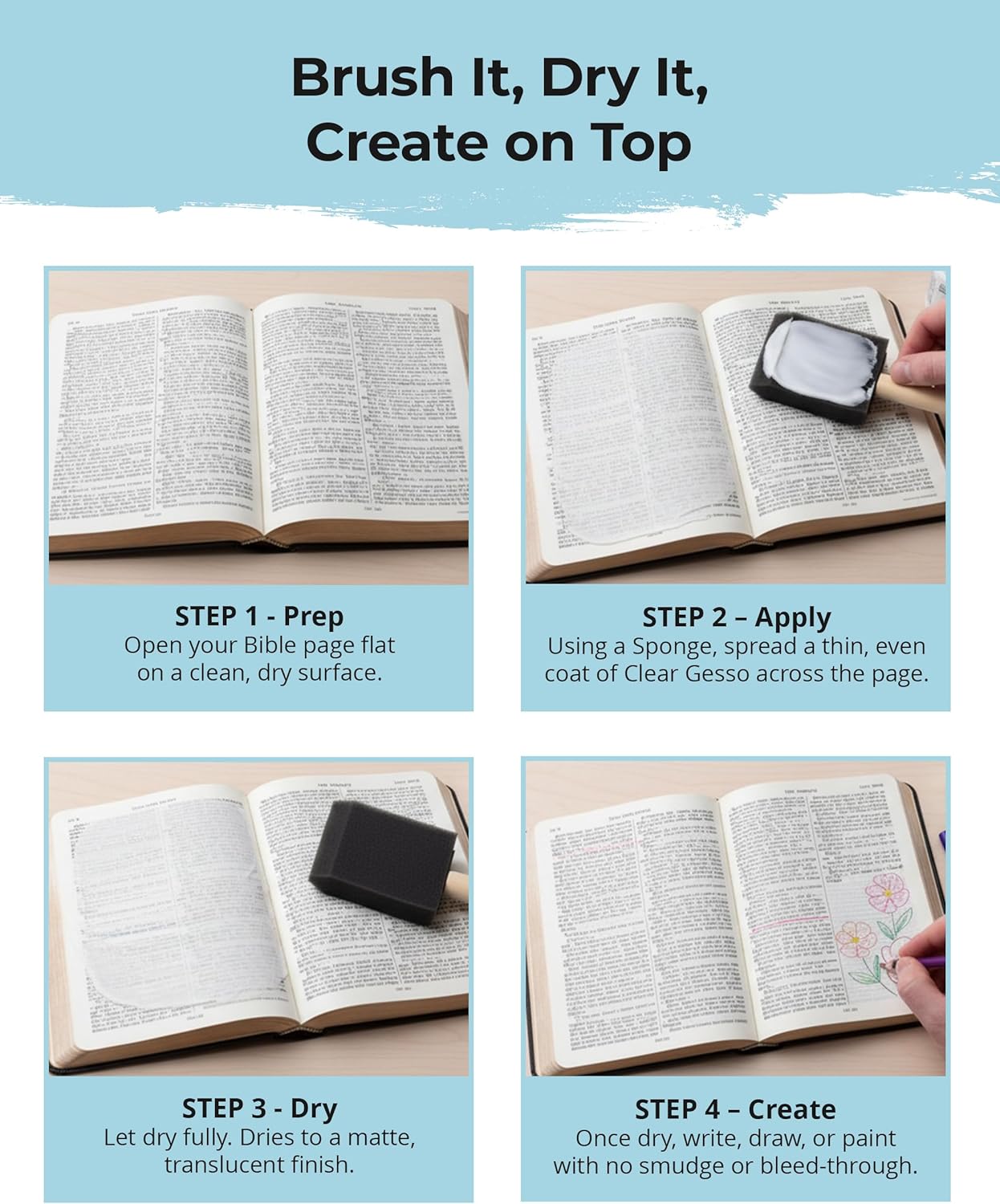 The Crafter's Workshop Clear Gesso Primer for Acrylic Painting & Mixed Media Art - Boutique Quality, 8 oz Jar