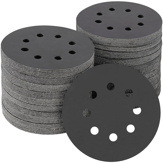 100PCS 5 inch Silicon Carbide Sanding Discs 2000 Grit, Wet Dry Orbital 5 Sander Hook and Loop Sandpaper Disc Ultra Fine Grit, Best for Metal,Automotive Precision Polishing