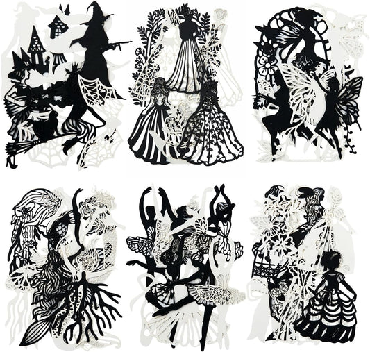 Shadow Dance Scrapbook Paper Set, 120 PCS Vintage Hollow Ephemera Pack for Junk Journaling, Scrapbooking, Crafting, DIY Projects, Diaries, and Art Supplies