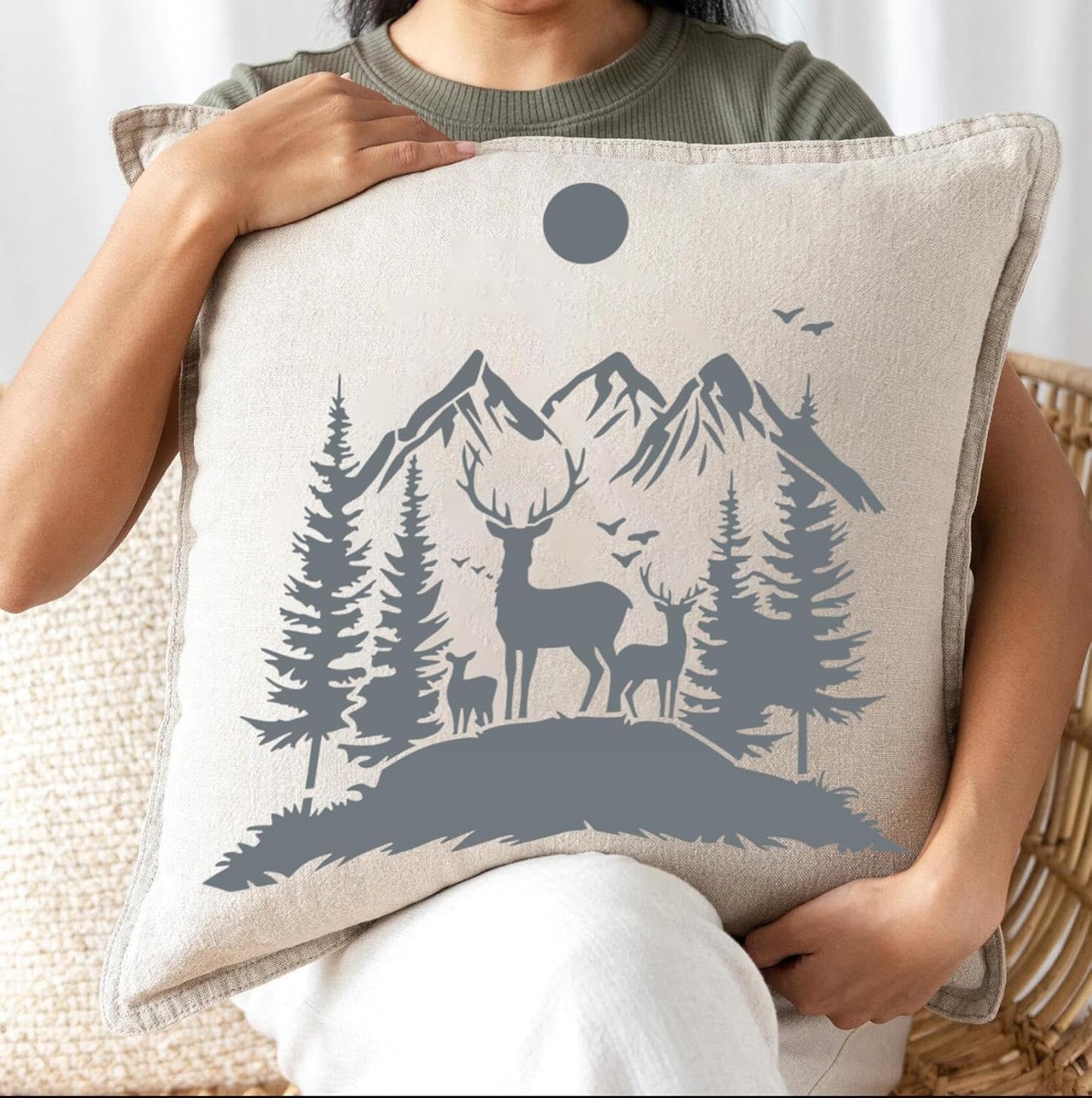 Mountain Tree Stencils for Painting 12” Forest Animal Stencils Pine Tree Stencil Reusable Drawing Templates for Wood T-Shirt Fabric DIY Crafts