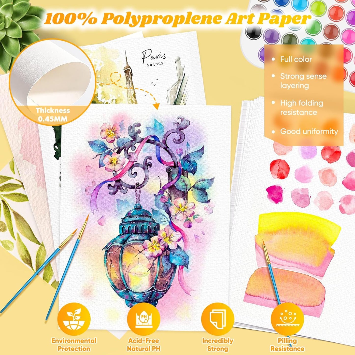 Watercolor Paper Pad, 5.5" x 8.5" Spiral Bound Art Sketch Book, Pack of 3 (90 Sheets),(140lb/300g) Artist Water Color Drawing Paper for Adults, Art Supplies for Teens, Mixed Media Markers Journal