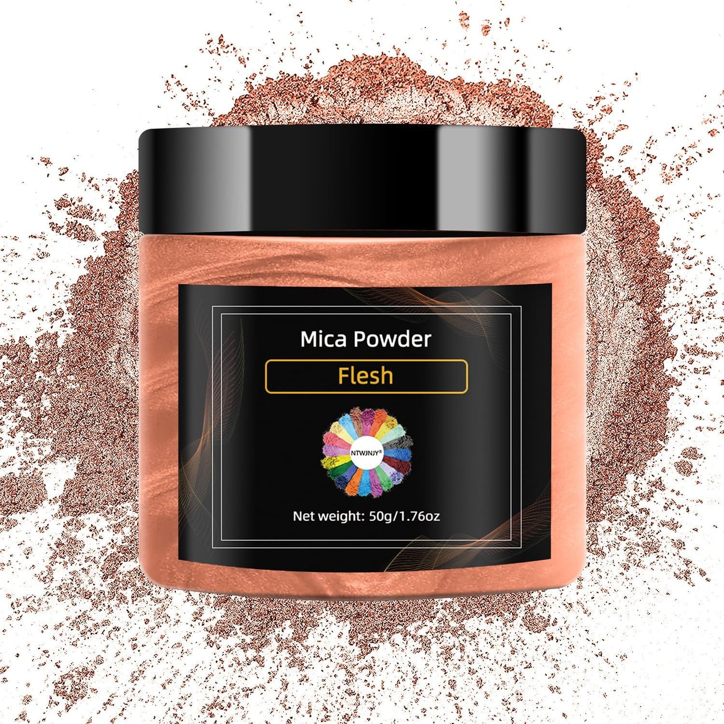 Flesh Colored Mica Powder for Epoxy Resin，Natural Shimmer Mica Powder Used for Coloring car Spray Paint, Candles, soap, Eye Shadow, Lip Gloss, Nail Polish(50g/1.7oz)