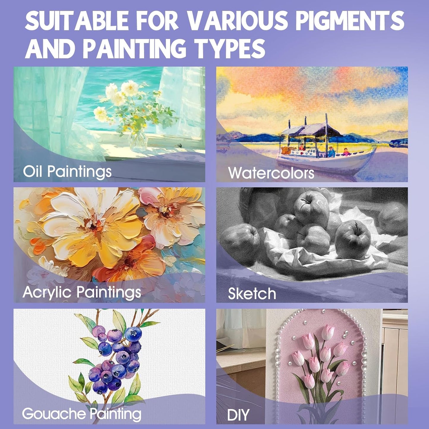 ESRICH 12x16 Stretched Canvas for Painting, 8 Pack Blank Canvases for Painting -5/8 in Profile Primed Cotton Painting Canvas for Oil & Acrylic Paint