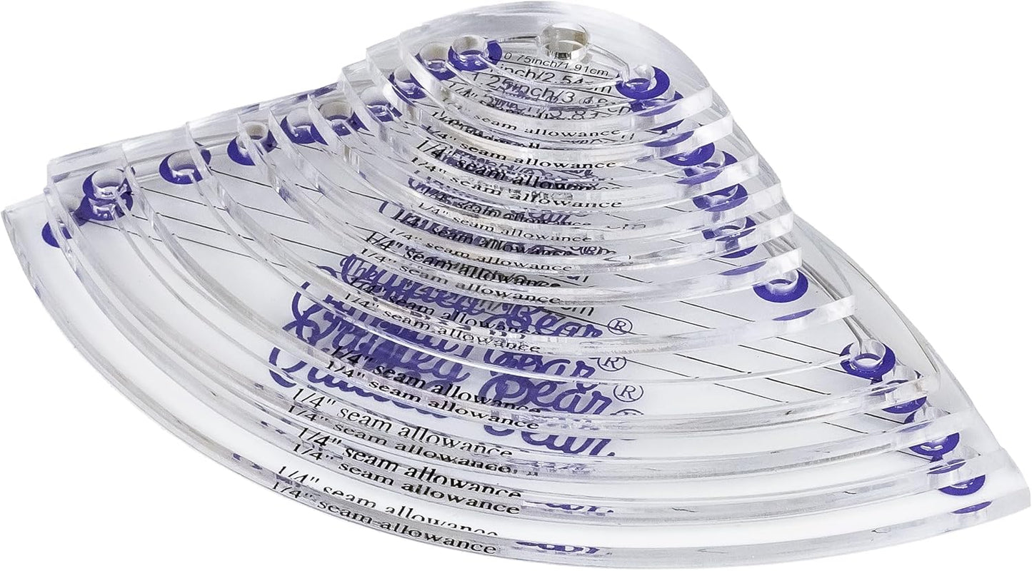 The Quilted Bear Leaf Quilting Templates – 8 Clear Non-Slip Acrylic Quilt Templates for Precise Fabric Cutting & Stress-Free Machine Quilting - Ideal for Quilt & Sewing Supplies (¾–3")