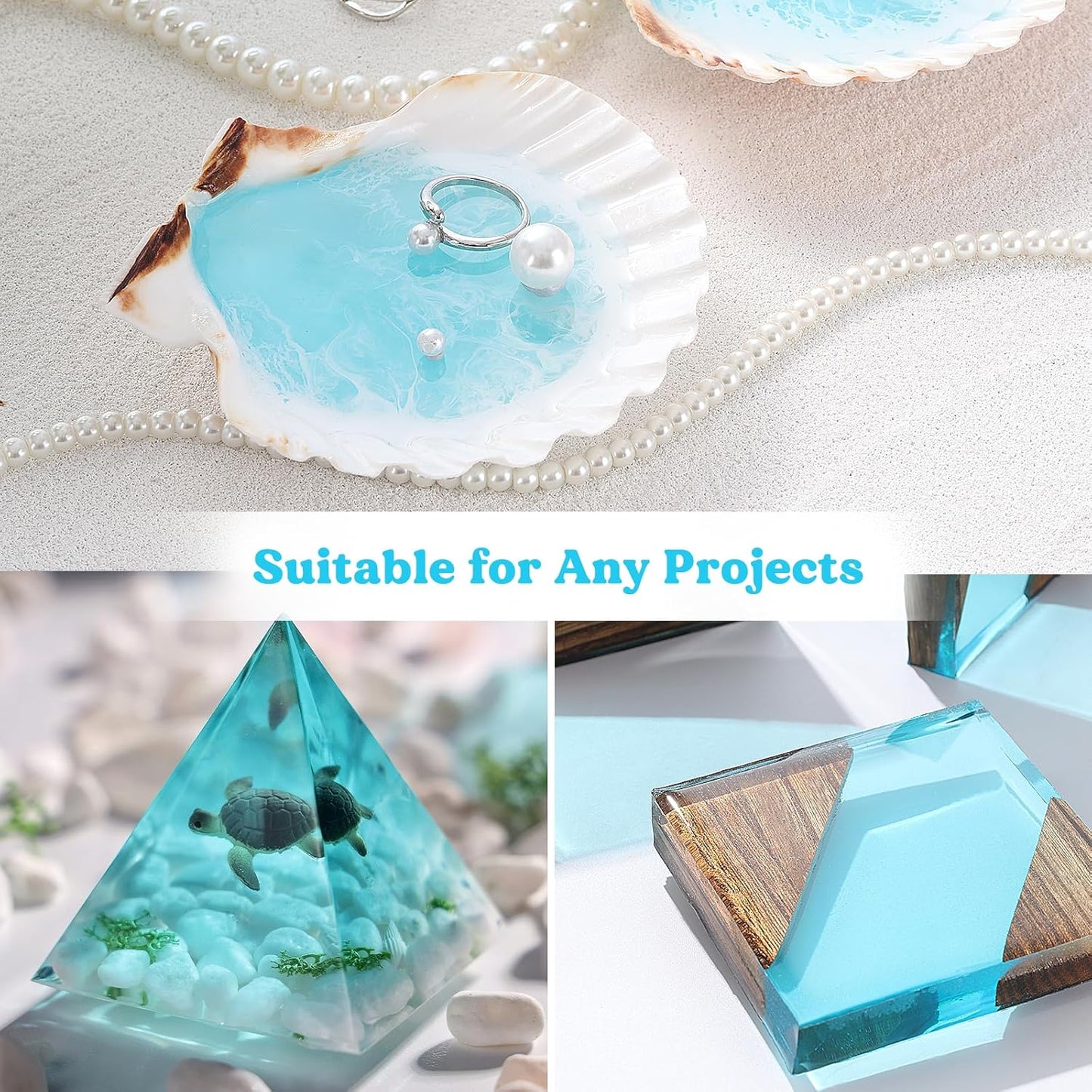 LET'S RESIN EPOXY RESIN Turquoise Epoxy Resin,44OZ Bubble Free & High-Gloss Epoxy Resin Kit,Self Leveling Resin and Hardener for Ocean Art Crafts,Jewelry Making,Resin Molds