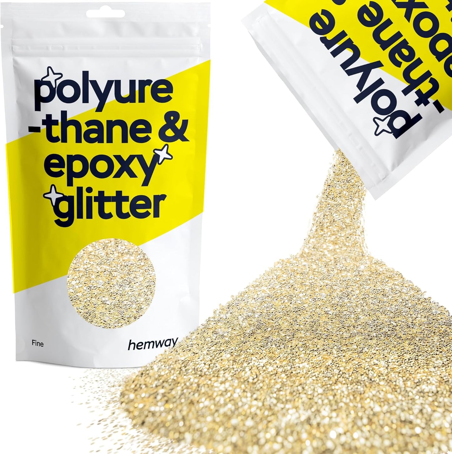 Hemway Polyurethane & Epoxy Resin Glitter 100g / 3.5oz Metallic Crystal Flake Additive for Flooring Jewelry Tumblers Glass Pigment - Fine (1/64" 0.015" 0.4mm) - Champagne Gold