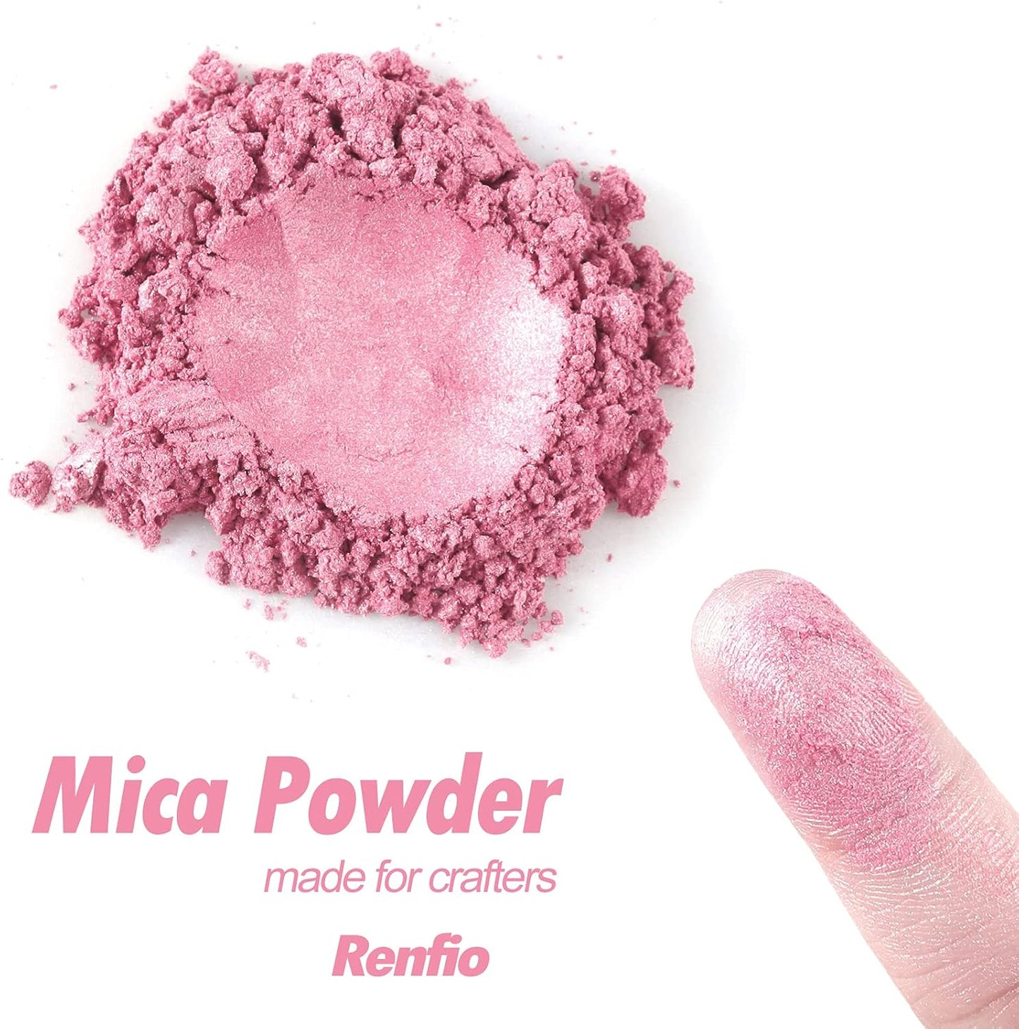 Renfio 100g Mica Powder Pigment, Metallic Natural Dye Mineral Pearl Shimmer Epoxy Resin Dye for Painting Soap Making Slime Bath Bombs 3.5 Oz - Pink