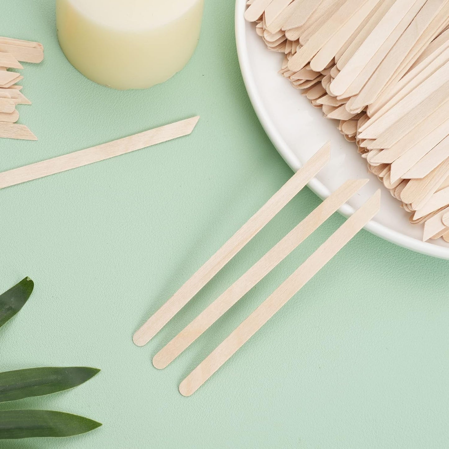 1200Pcs Wooden Wax Sticks Small Waxing Applicator Sticks Wax Spatulas Wood Craft Sticks for Hair Removal and Smooth Skin - Slanted & Round