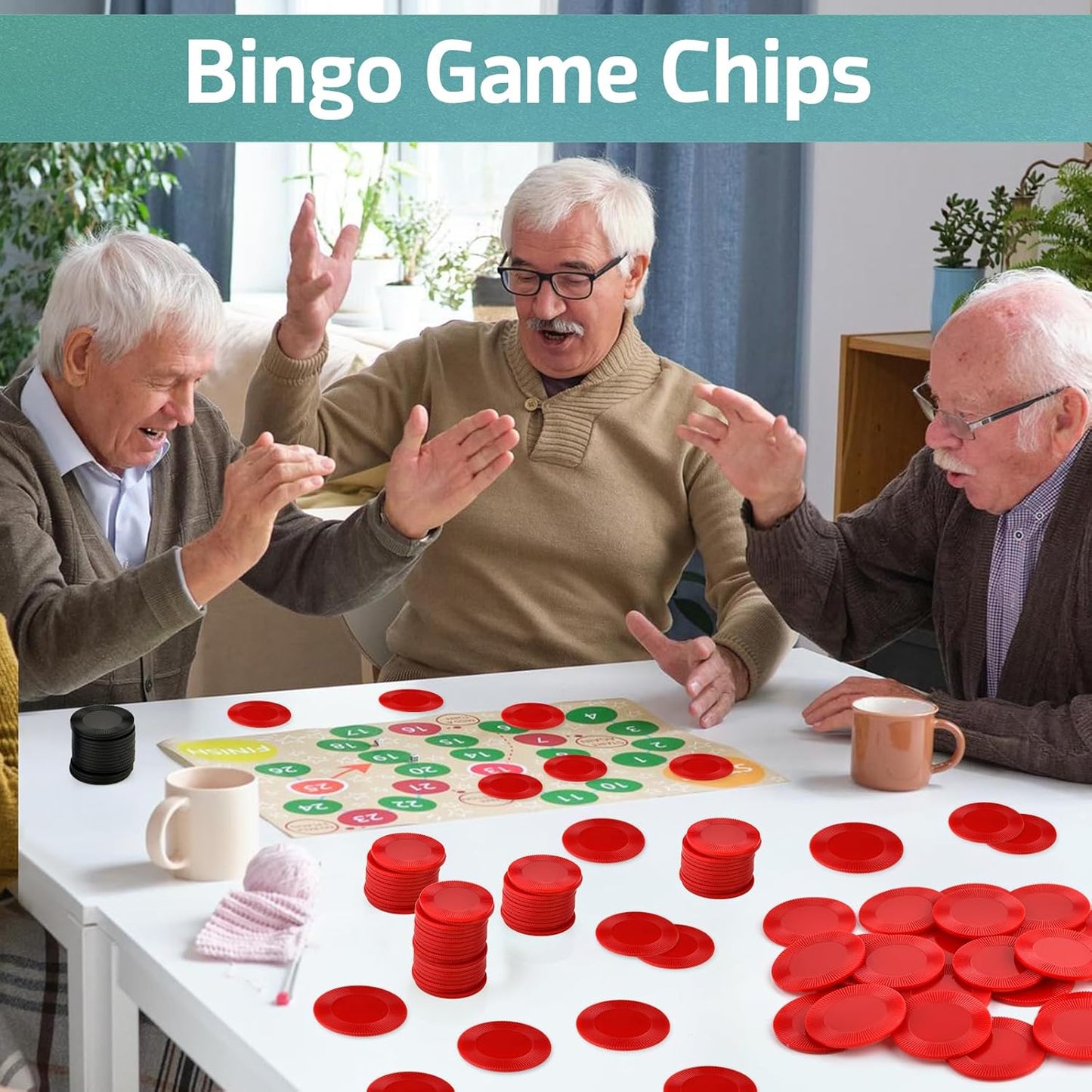 Coopay 500 Pieces Plastic Poker Chips, 1 Inch Bingo Chips Bulk Learning Counters Disks Poker Card Game, Counting Markers for Math Practice, Game Tokens and Teaching Rewards, 25 mm (Red)