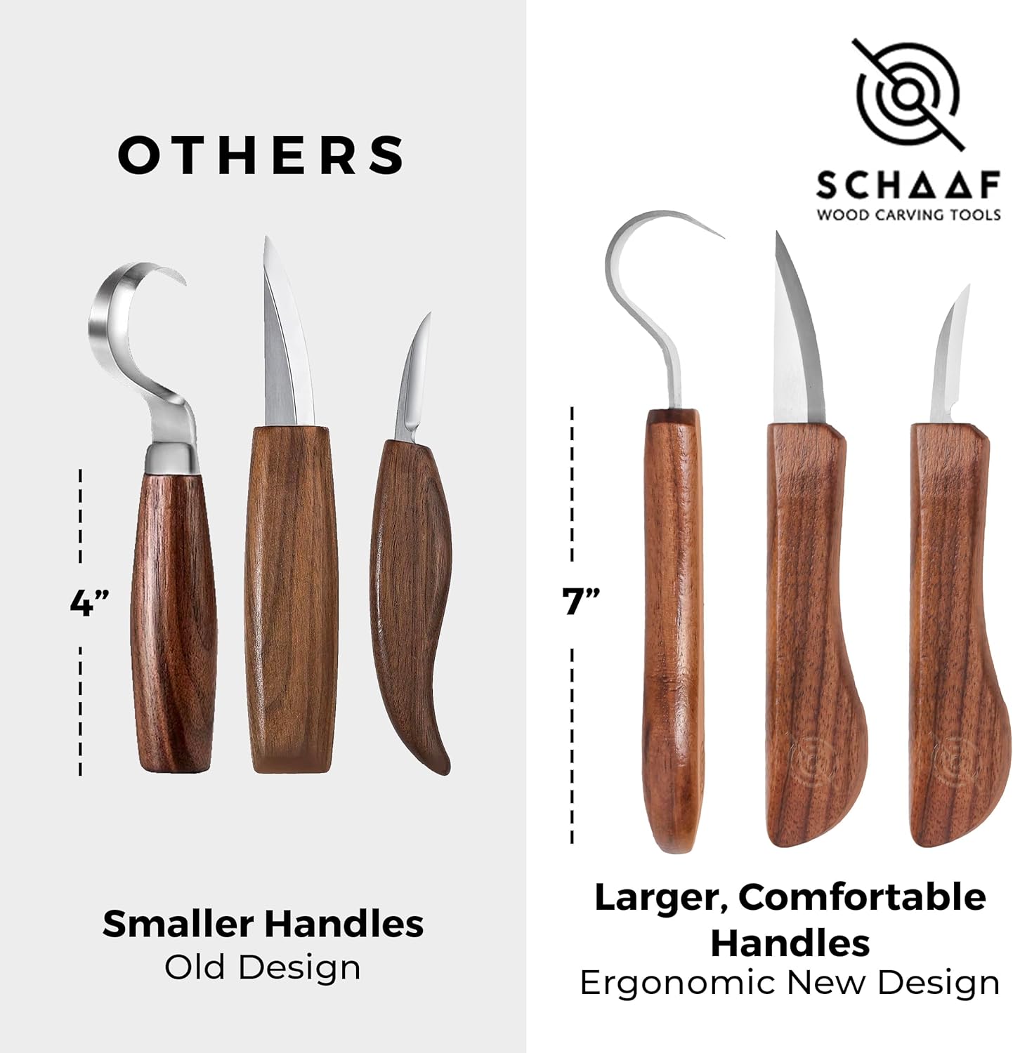 Beginner-Friendly Wood Carving Kit, 3pc Whittling Knife Set with Wood Carving Knives, Spoon Carving Knife, Basswood Blocks, & Fun Learning Videos, Wood Whittling Kit for Beginners from Schaaf Tools