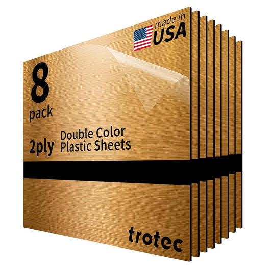 Trotec | Metallic Looking Acrylic Sheet | 12"x12"x1/16, 8 Pcs | Brushed Brass/Black | Metallic Finish - Scratch Resistant for Laser Engraving & Cutting,Printing,Glowforge,Name Plate | USA Made