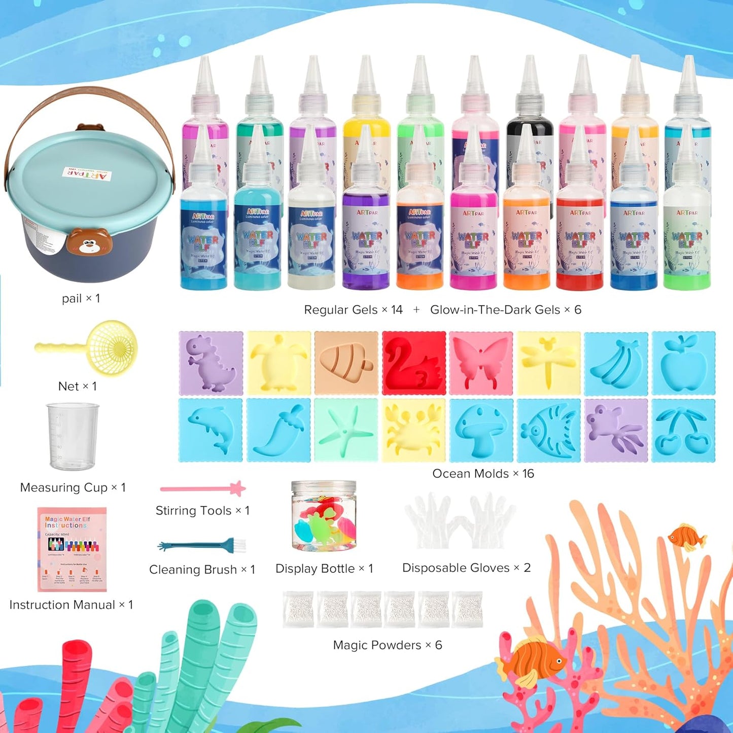ARTPAR Magic Water Elf - 20 Colors Aqua Fairy Water Gel kit for Kids, Create Your Own Water Pets & Fairy Toys, Fun Sensory Crafts for Boys Girls Ages 3-12 Year