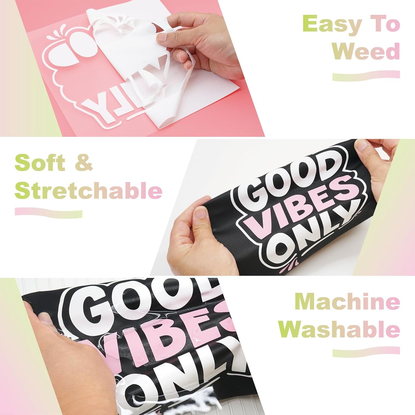 White PU Heat Transfer Vinyl, 12 Pcs 12"x10" HTV Sheets – Soft & Stretchable Iron-On Vinyl, Easy to Cut & Weed, Compatible with Cricut & Silhouette – Perfect for 4th of July Shirts & Patriotic Crafts