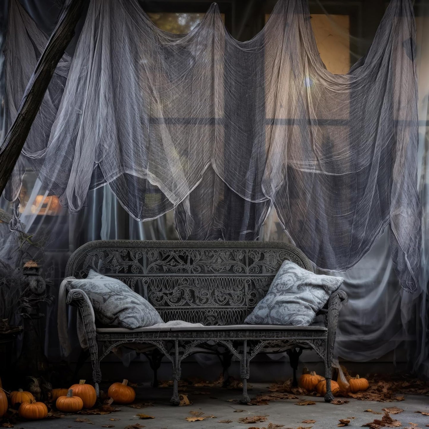 Boao Halloween Cheese cloth 27.56 x 590.55 Inch Gray Cheesecloth Roll for Crafts Large Cotton Muslin Gauze Fabric for Halloween Outdoor & Indoor Spooky Decoration