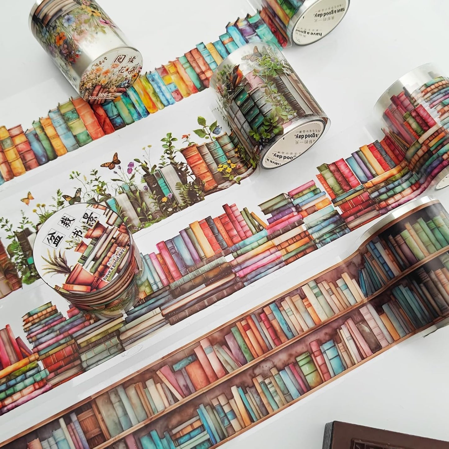 6 Rolls PET Washi Tape Set,Reading Themed Scrapbook Tape Stickers for Journaling,Junk Journal,Planner,DIY Arts Crafts,Notebook,Photo Frame,Phone Case(Book)