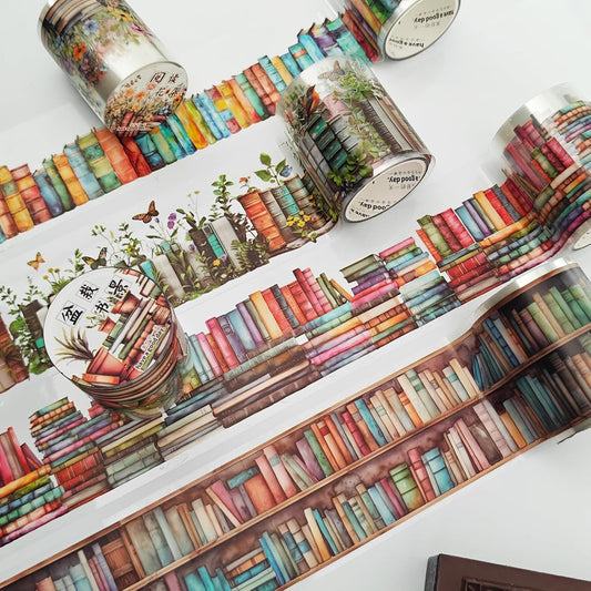 6 Rolls PET Washi Tape Set,Reading Themed Scrapbook Tape Stickers for Journaling,Junk Journal,Planner,DIY Arts Crafts,Notebook,Photo Frame,Phone Case(Book)