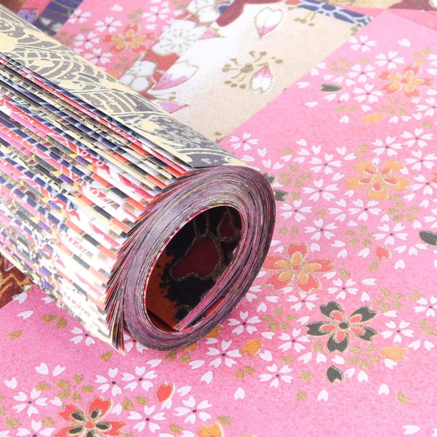Origami Paper Kit 50 Sheets 6 Inch Square Double Sided Color 10 Vivid Sakura Washi Chiyo Colors for Hand Crafts Origami Paper Arts Creativity.Cherry Blossoms