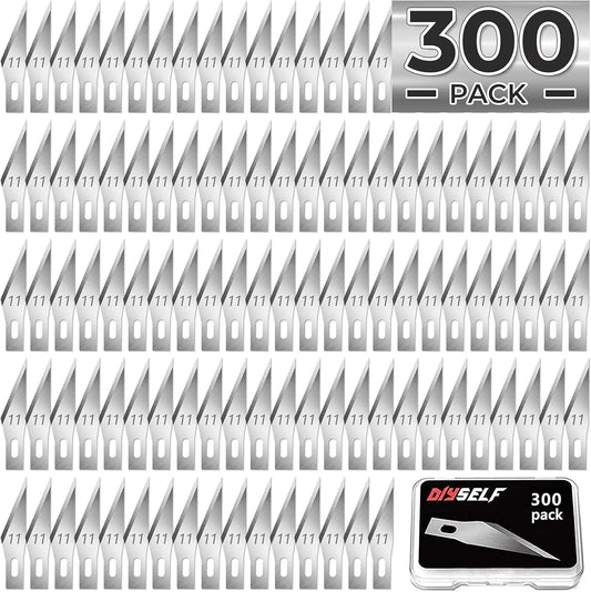 DIYSELF 300 PCS Exacto Knife Blades 11, High Carbon Steel Exacto Blades, Craft Knife Blade, #11 Exacto Knife Refill Blade with Storage Case for Scrapbooking, Stencil