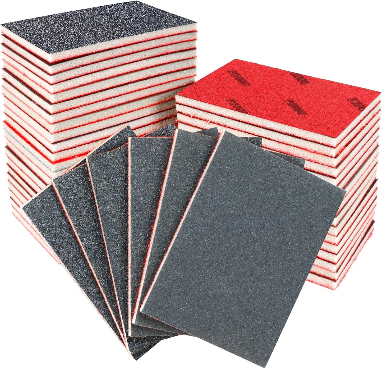 36 Pcs Sanding Sponge 80/120/180/240/320/400 Grit Sandpaper Assortment, Washable & Reusable Sanding Blocks for Wood, Metal, Drywall, Glazing, Wet Dry Sandpaper for Smooth Finishing
