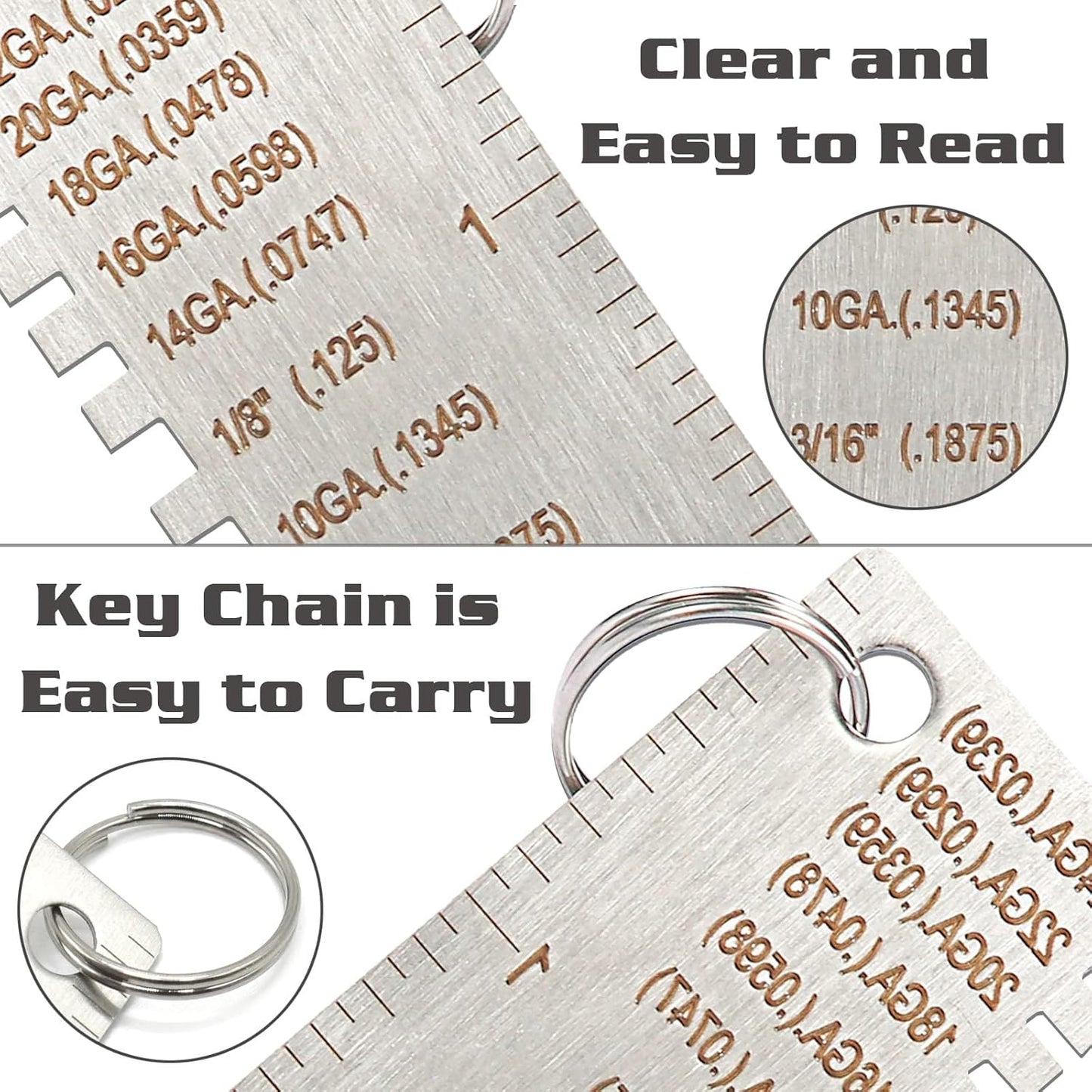 ZeeDix 2 PCS Metal Thickness Gauge Portable Steel Thickness Gauge Metal GaugeThickness Tool, Stainless Steel Plated Size Inspection Tool Welding Material Steel Gauge