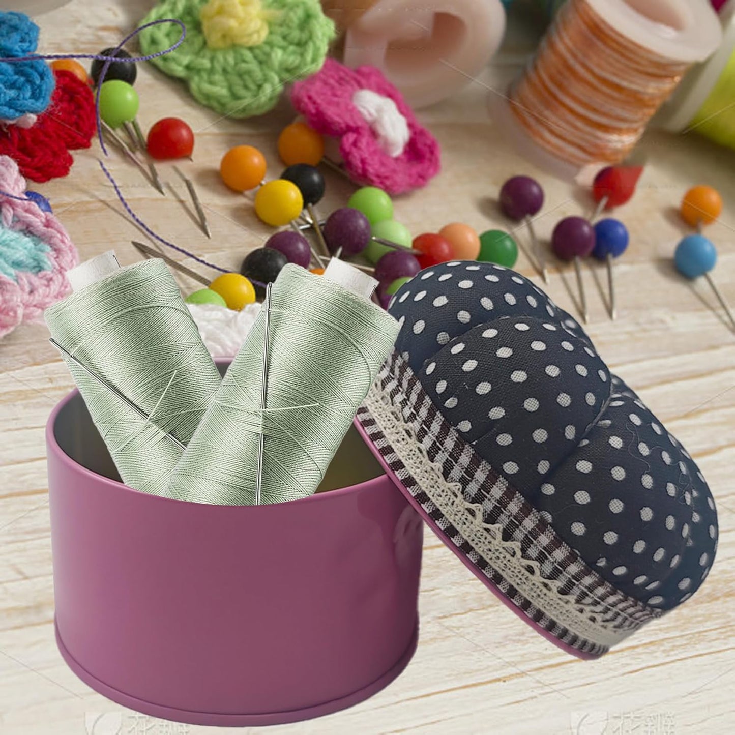 pson Pumpkin Shaped Pin Cushion with Storage Box, Cute Sewing Needle Holder for Quilting, DIY Crafts, Needlework, Sewing(Black with Spotted)