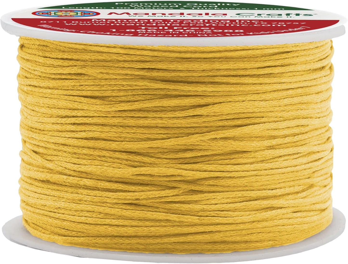 Mandala Crafts 1mm 109 Yards Light Gold Cotton Waxed Cord for Jewelry Making Bracelet Cord Waxed String - Beading String Thread Jewelry Cords for Necklaces String
