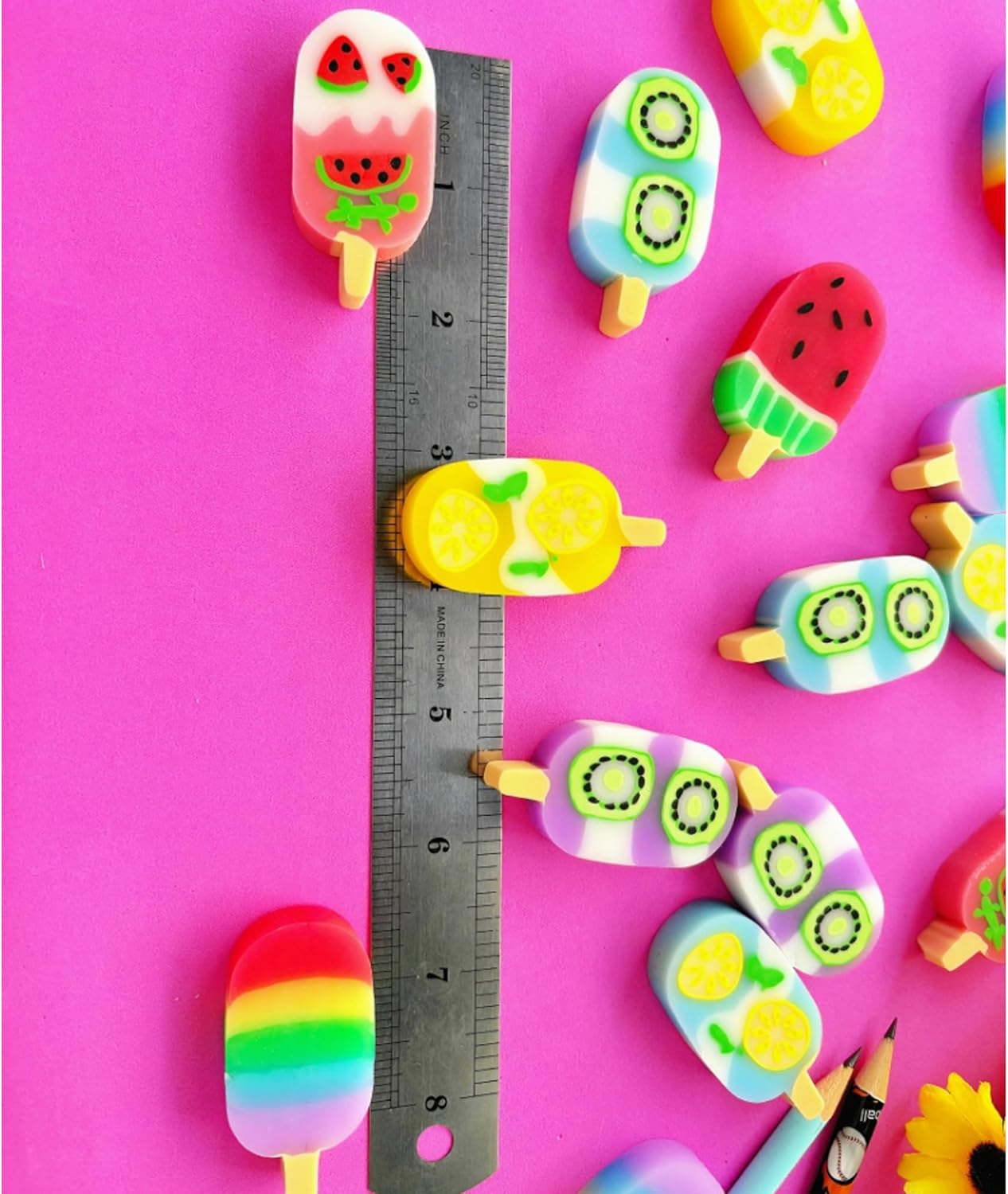 24PCS Cute Fun ice Cream Erasers for Kids Bulk,Back to School Party Gifts (Ice-Cream, Big)