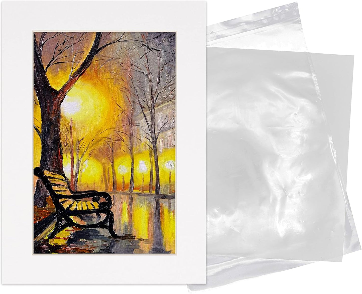 6x8 Mat for 8x10 Frame - Precut Mat Board Acid-Free Show Kit with Backing Board, and Clear Bags White 6x8 Photo Matte Made to Fit a 8x10 Picture Frame Matboard for Framing, Pack of 1 Mat