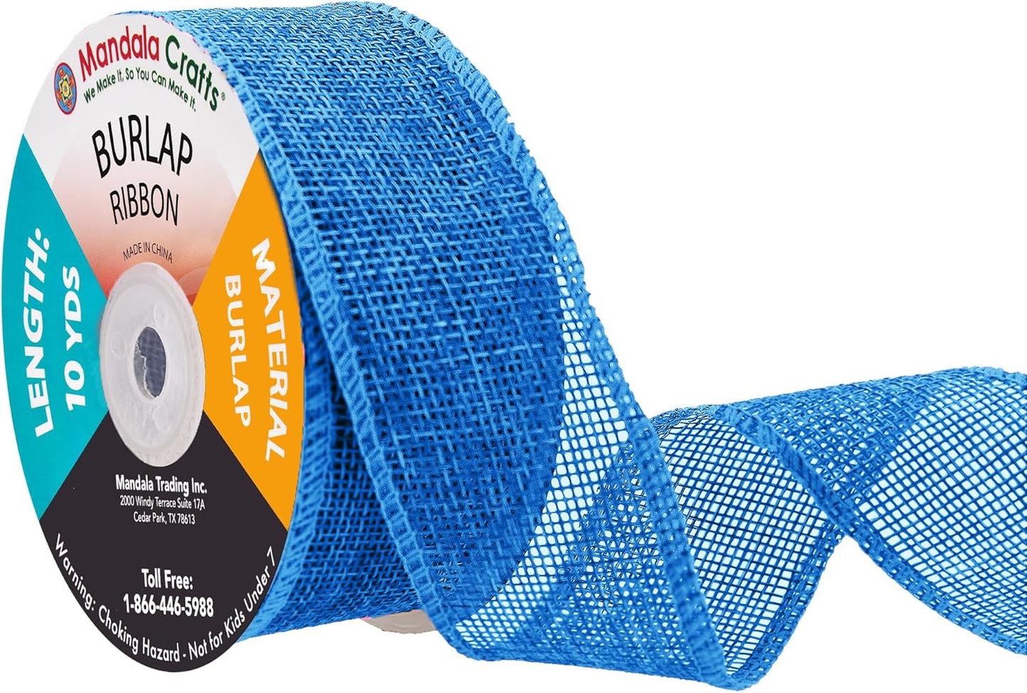 Mandala Crafts Sky Blue Burlap Ribbon 1.5 Inches Wide Jute Ribbons for Crafts - 20 Yds Roll Rustic Burlap Wrap Trim Ribbons for Wreaths Bows Wedding Party Decoration