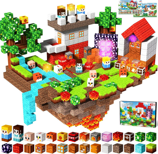 Goody King 150pcs Magnetic Blocks with Light Blocks, Educational Magent Toys for Kids Ages 3+, Magnetic Cubes Building Set Montessori STEM Gift, Creative Magnetic Blocks Building Set for Boys Girls