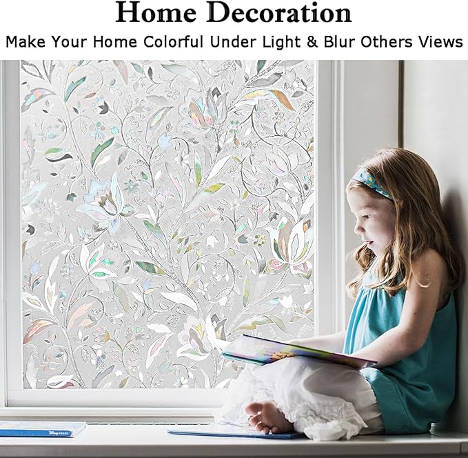 Kromapolis Window Film, Window Privacy Film, Vinyl Glass Covering, Stained Glass Decorative Film, Window Film Privacy Frosted, Static Window Clings, Non-Adhesive, No-Glue (45.2 x 78.7 inch)