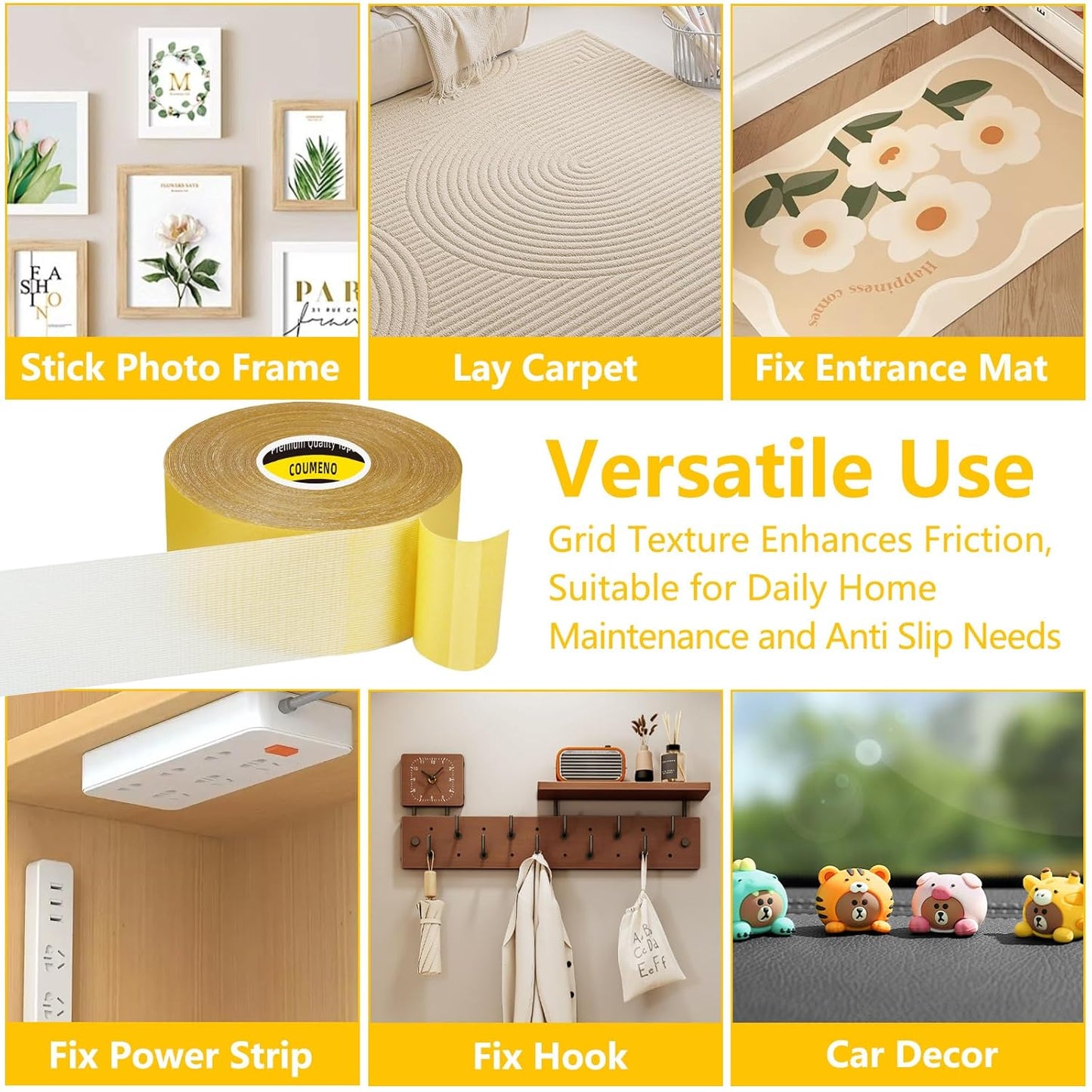 Double Sided Tape Heavy Duty Strong Wall Adhesive with Fiberglass Mesh, Super Sticky Resistente Easy Use Mounting Tape 2.2inX33FT