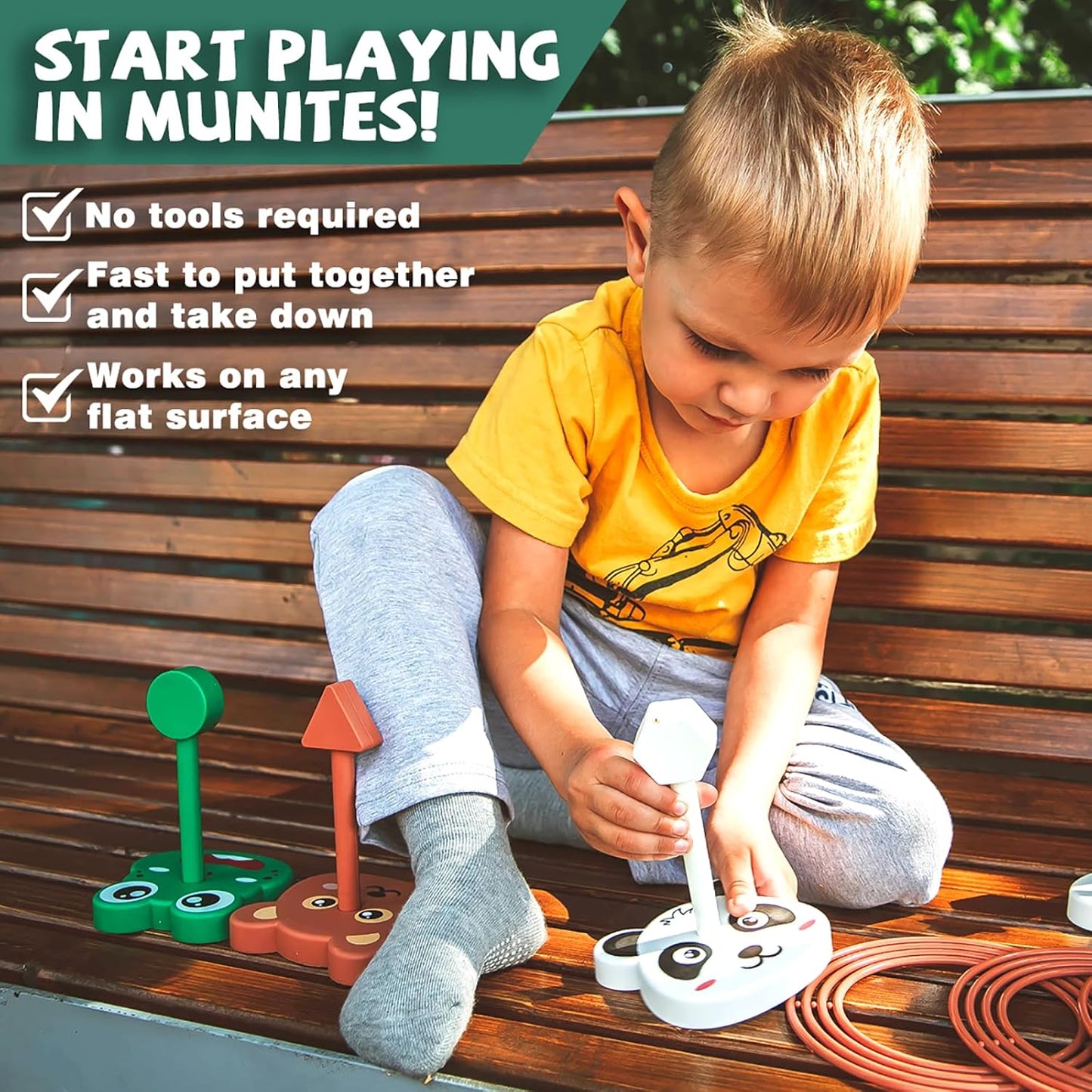 Animal Ring Toss Game Toy Set for Kids, 6 Targets Stands & 36 Rings Combo, Indoor Outdoor Party Yard Family Adults Activity, Birthday Present for Toddlers Boys Girls Child Ages 3+