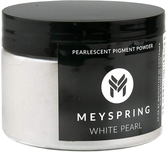 MEYSPRING White Pearl Mica Powder - 50g - White Resin Art Pigment - Mica Powder for Epoxy Resin - UV Resin Dye