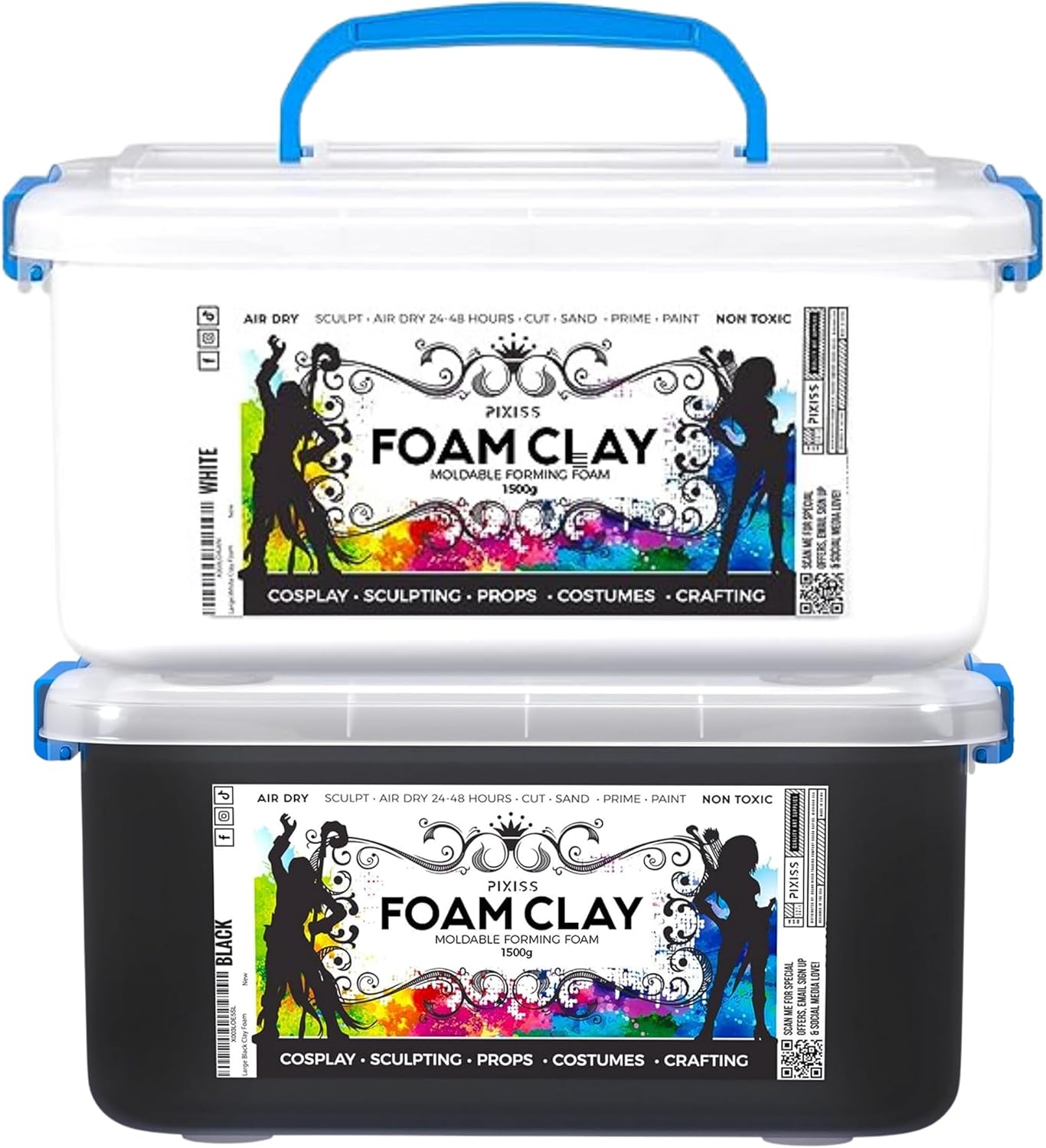 Pixiss Foam Clay (1500g, Black + White)