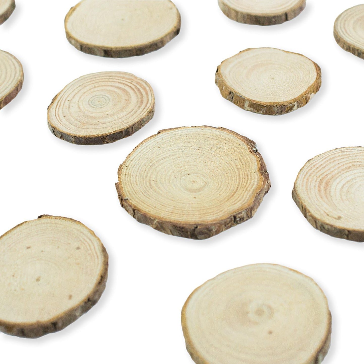 Super Z Outlet Mini Assorted Size Natural Color Tree Bark Wood Slices Round Log Discs for Arts & Crafts, Home Hanging Decorations, Event Ornaments (5-8cm, 20pcs)