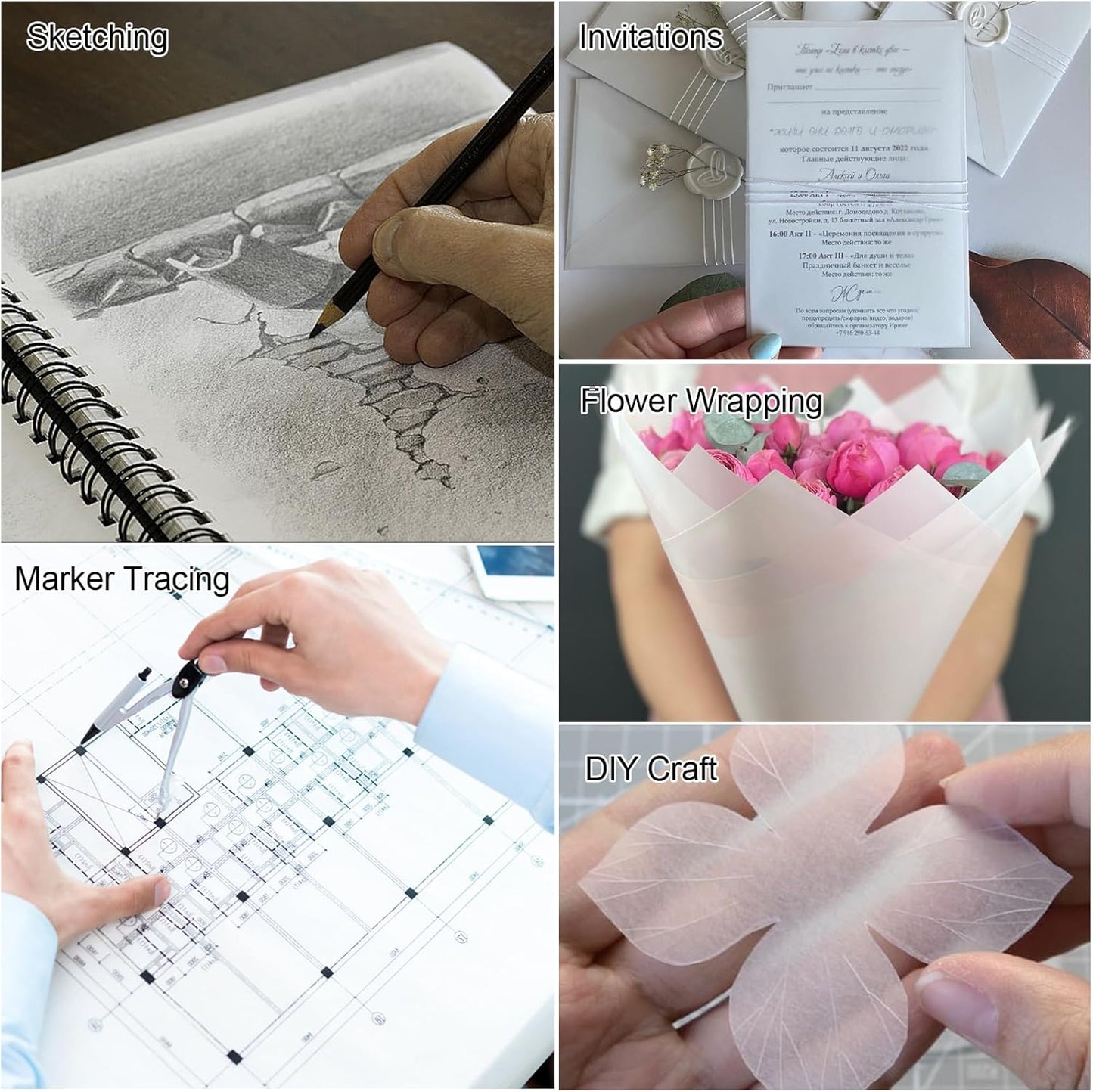 110 Sheets Tracing Paper for Drawing, 9”x12” Trace Paper, Translucent Vellum Paper Tracing Paper Pad, Tracing Pad for Sketching, Preliminary Drawing, Overlaying Images Tracing