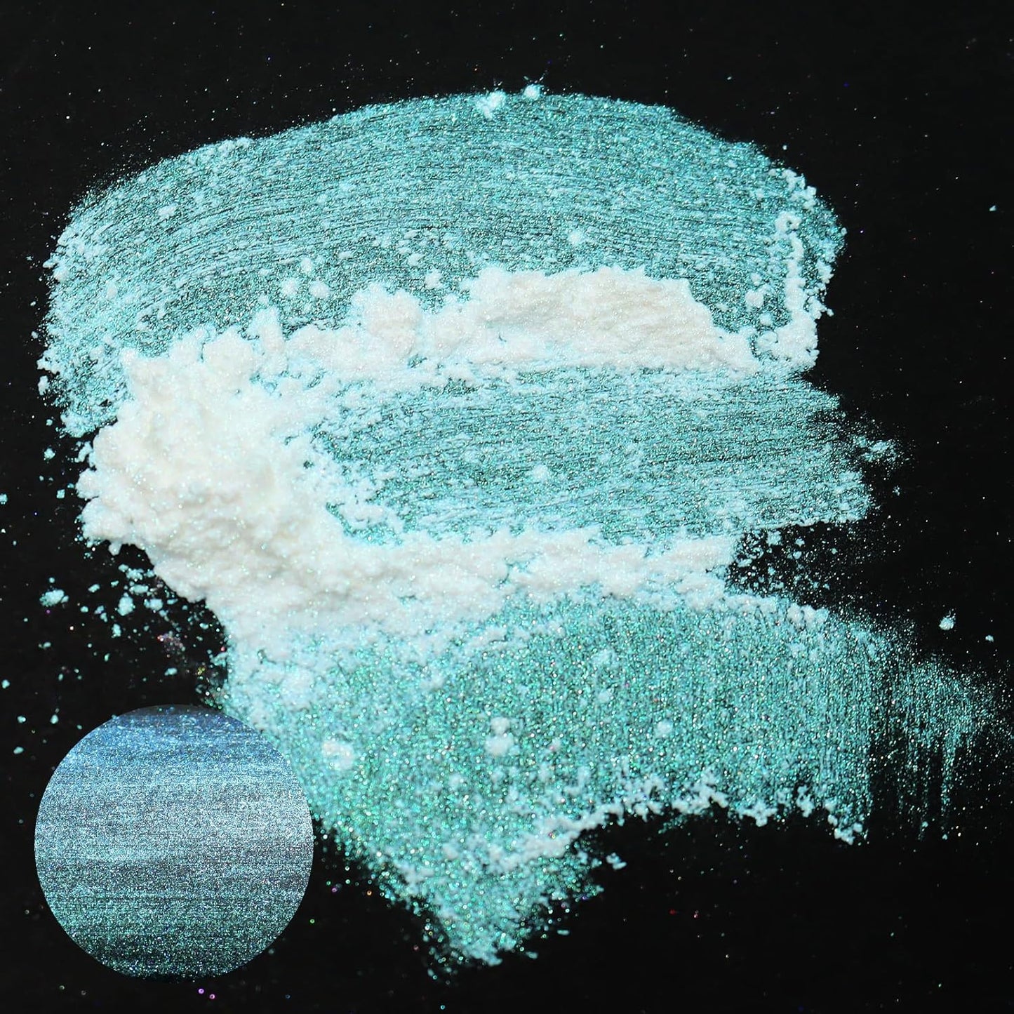 Matio Chameleon Mica Powder, 1.06oz/ 30g Ocean Heart White Chrome Powder, Pearlescent Effect Color Shift Pigment for Resin Craft, Soap Candle Dye, Nail Art, Makeup, Bath Bomb, Paint, Slime Pigment