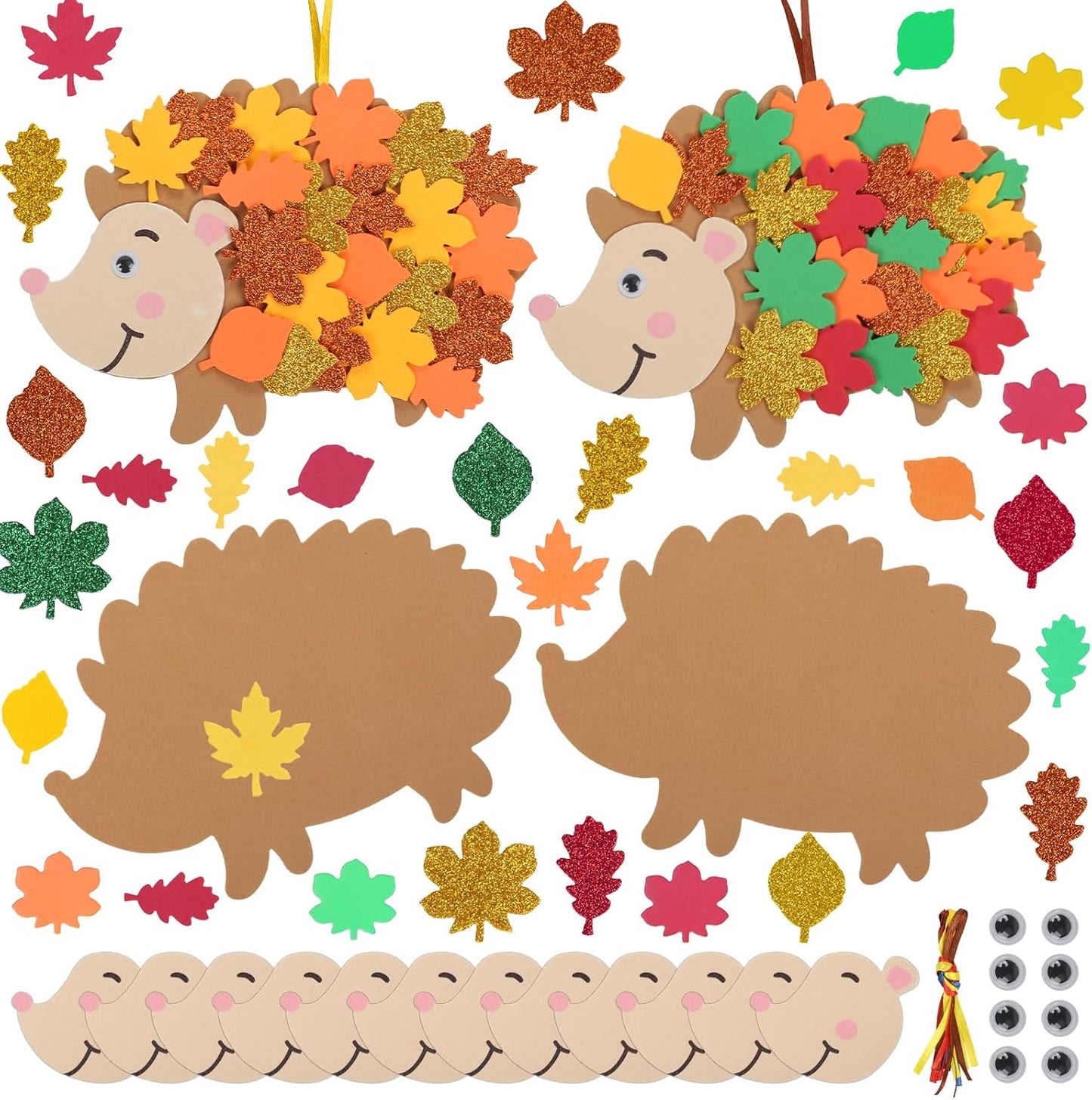 Fennoral 12 Pack Hedgehog Crafts for Kids Make You Hedgehog Foam Stickers DIY Autumn Art and Craft for Boys Girls Party Supply Art Activities Birthday Gifts Fall Thanksgiving Decoration