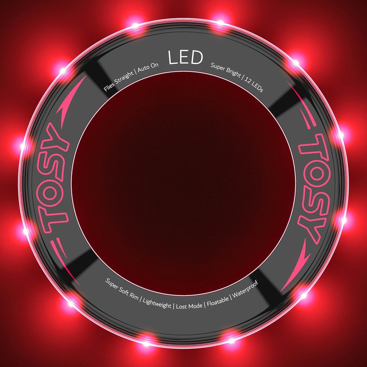 TOSY Flying Ring - 16 Million Color RGB or 12 LEDs, Super Bright, Lost Mode, Auto Light Up, Camping Essentials for Kids/Teens/Boy/Girl, Safe & Soft, Waterproof, Pool/Beach Games, Lightweight Toy