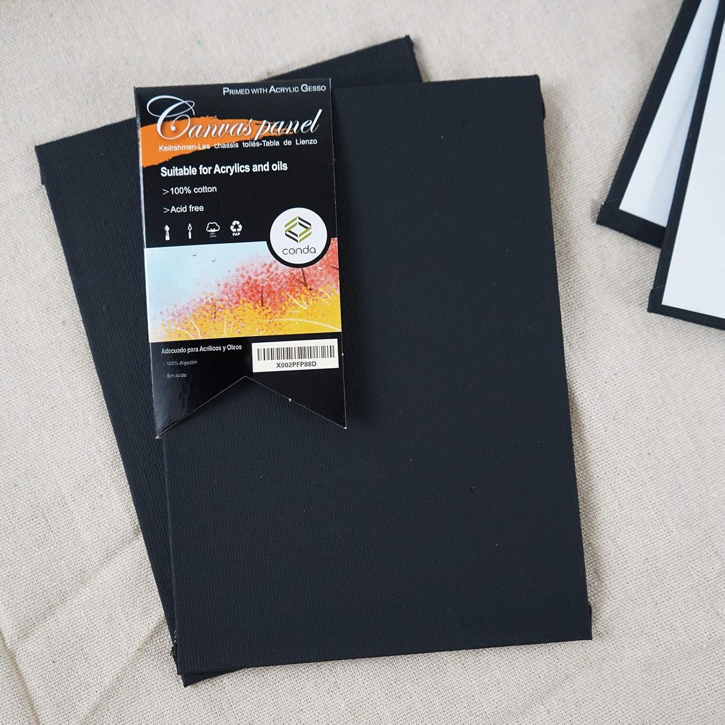CONDA Black Canvases for Painting 9x12 inch, Pack of 14, 100% Cotton Acid-Free, 8 oz Gesso-Primed, Canvas Panels, Art Boards for Oil & Acrylic Painting