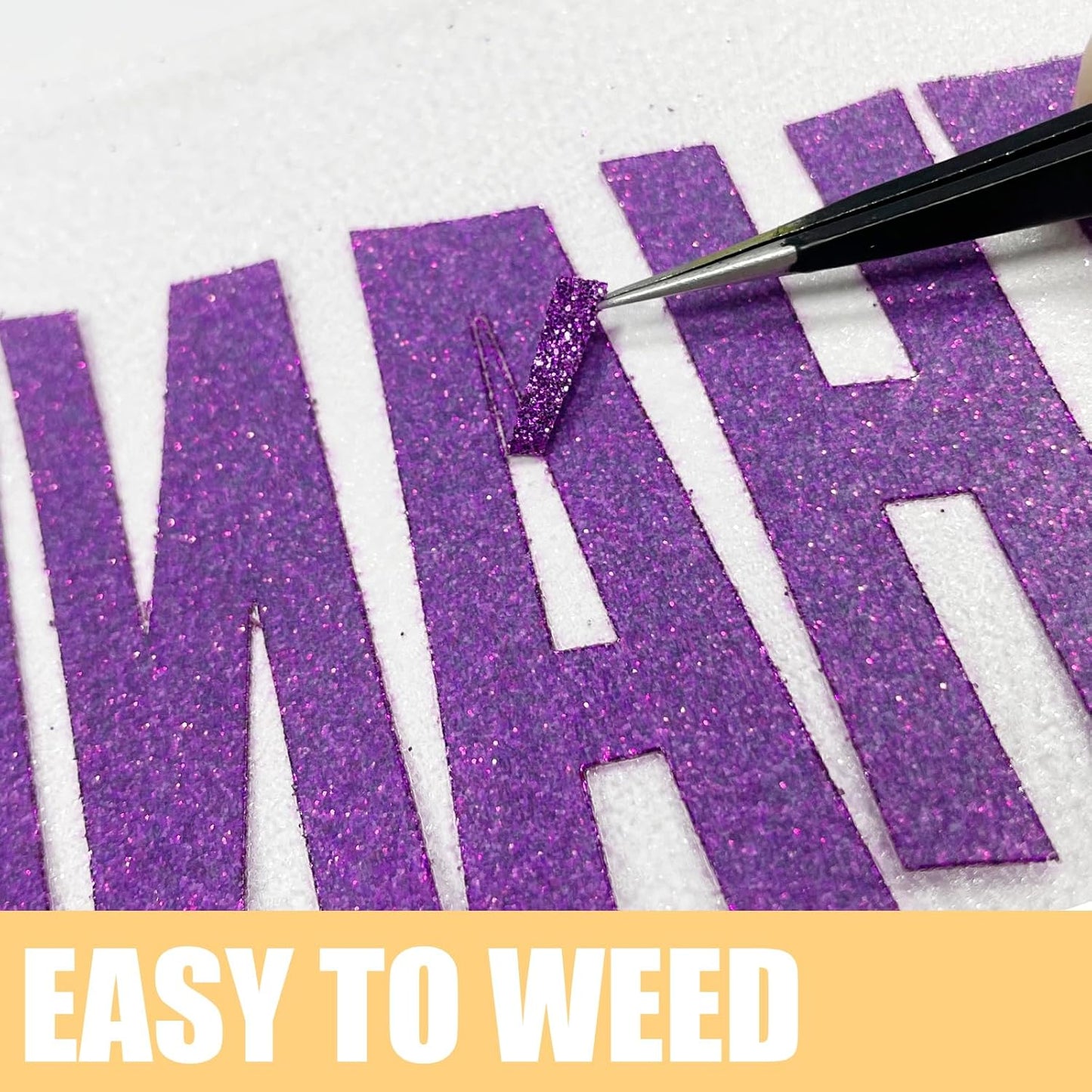 Glitter HTV Heat Transfer Vinyl Rolls- 10" x 8ft. Glitter HTV for Shirts. Iron on Vinyl and Heat Transfer Vinyl for All Cutters Machines. Easy to Cut & Weed Heat Vinyl Designs (Purple)