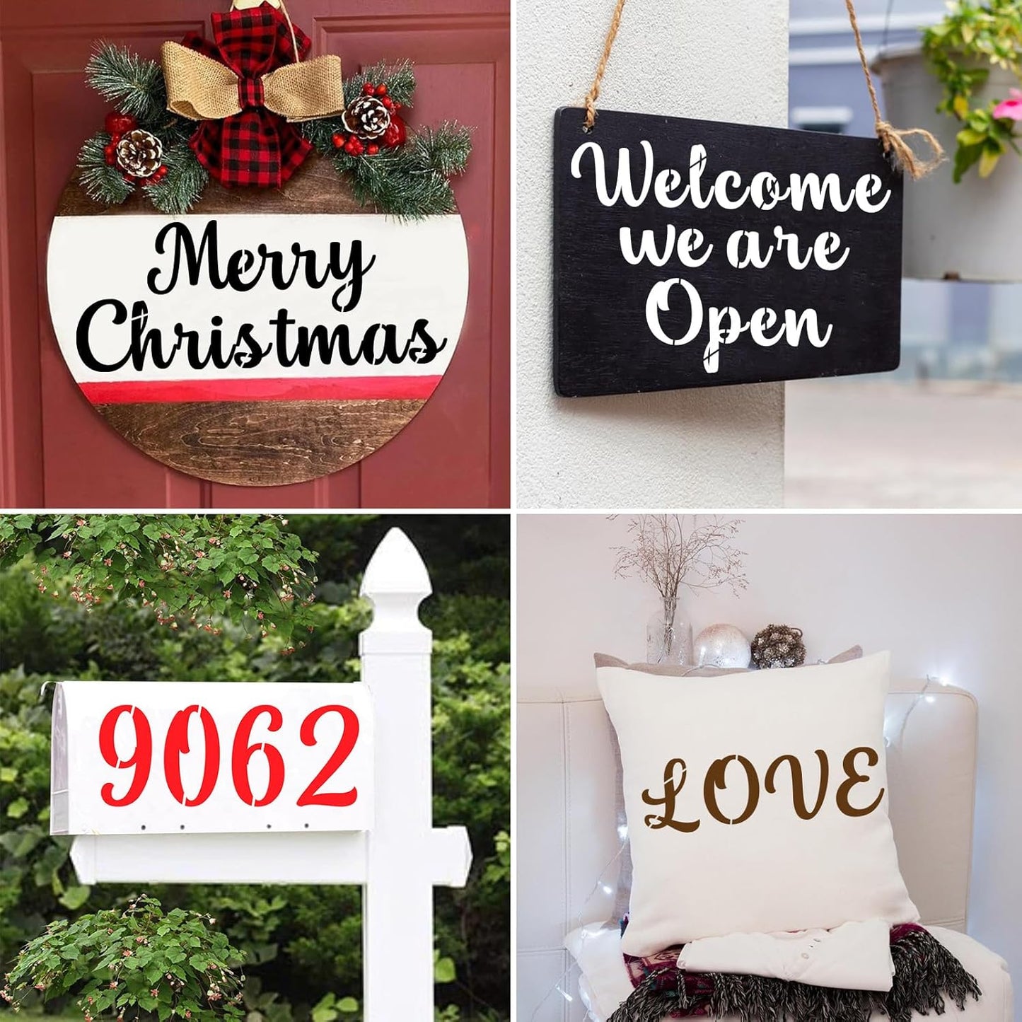 BAMIDELE 6 Inch Alphabet Letter Stencils for Painting, 66 Pcs Reusable Plastic Calligraphy Letter Stencils and Numbers Template Kit for Painting on Wood, Chalkboard, Fabric, Door Porch, Wall Art